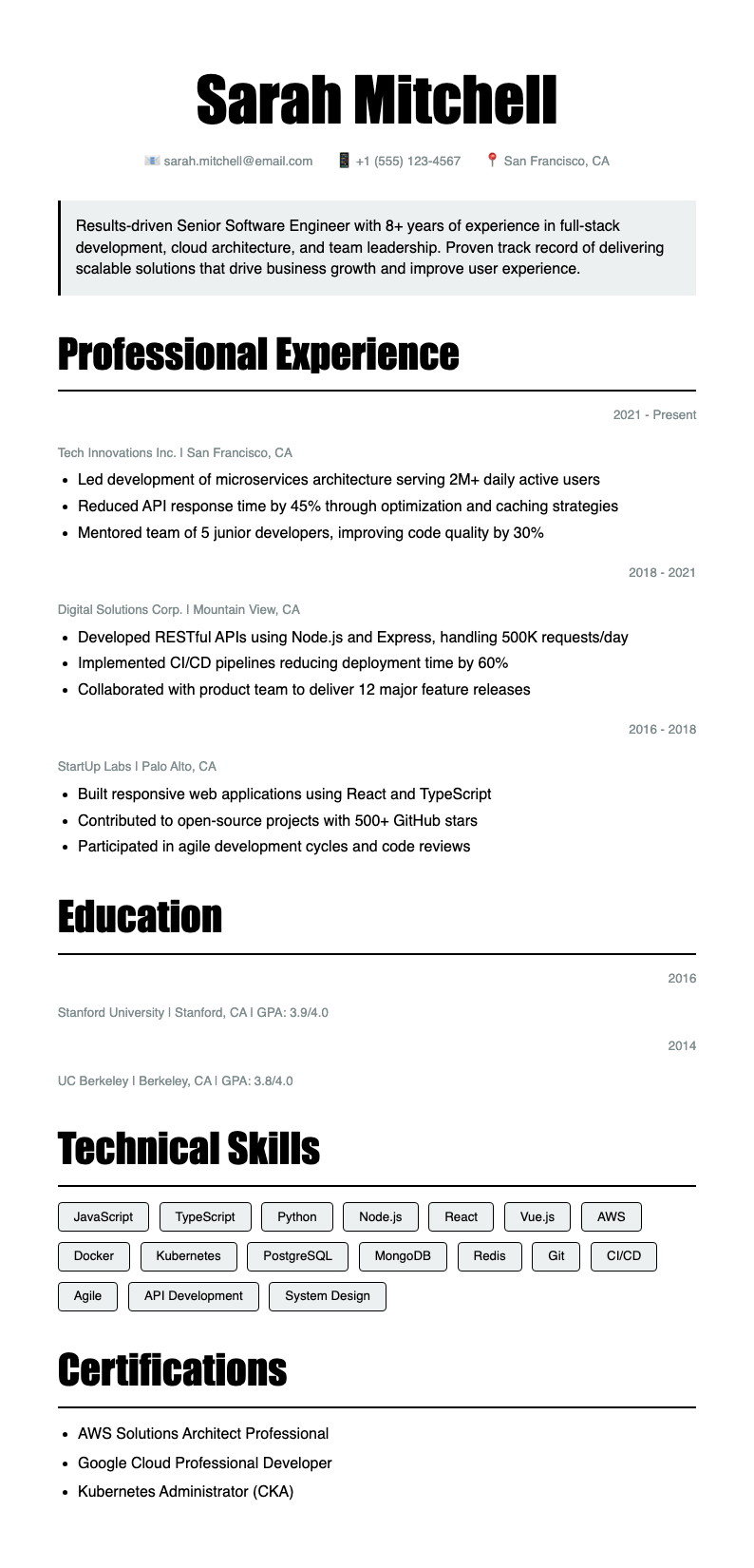 Monochrome stark resume - Stark Resume with high-contrast black and white design. Ideal for making a bold statement in creative and design-focused industries. Features excellent formatting and professional presentation.